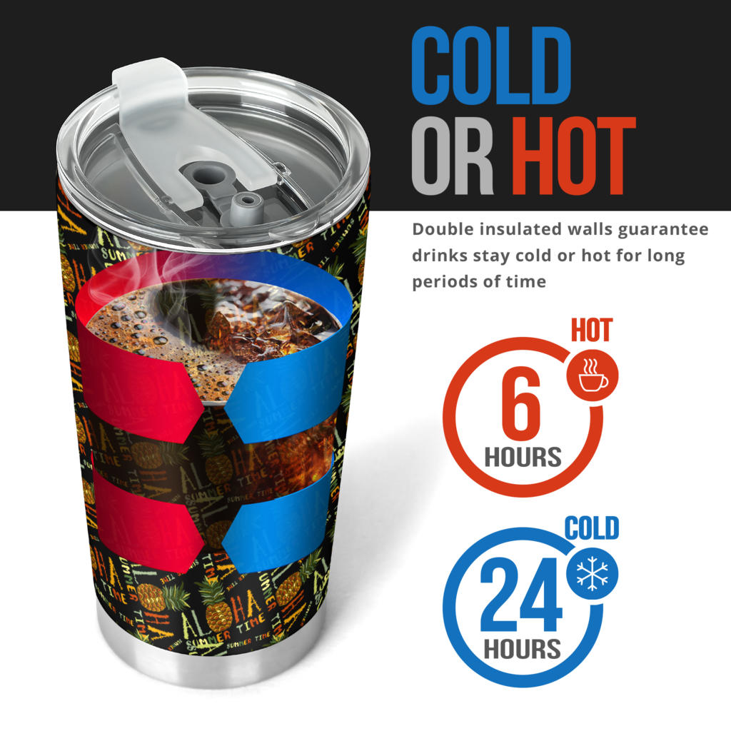 Aloha Hawaii Time Design Themed Print Tumbler