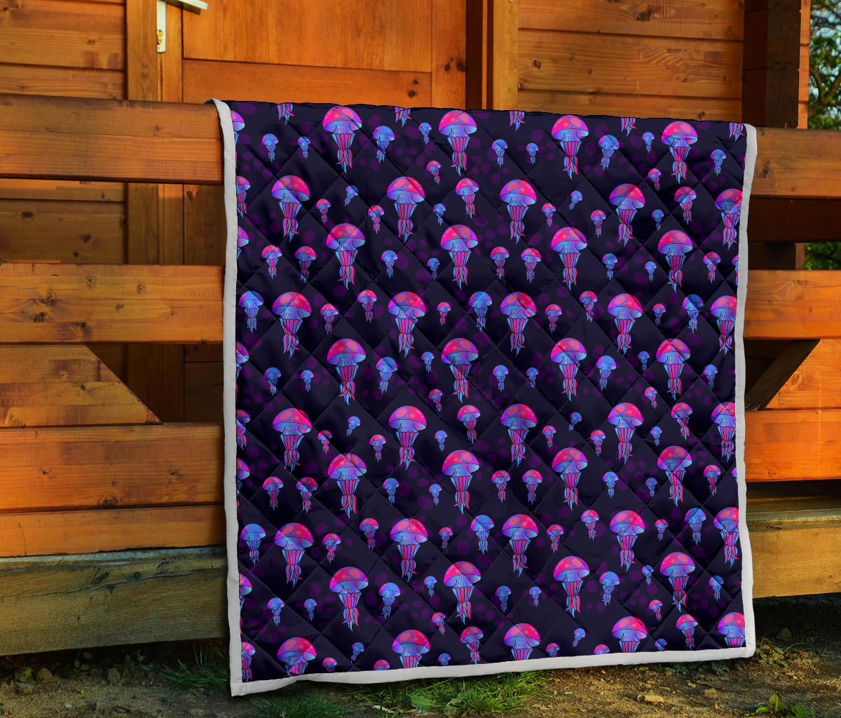 Jellyfish Neon Print Quilt Bedspread