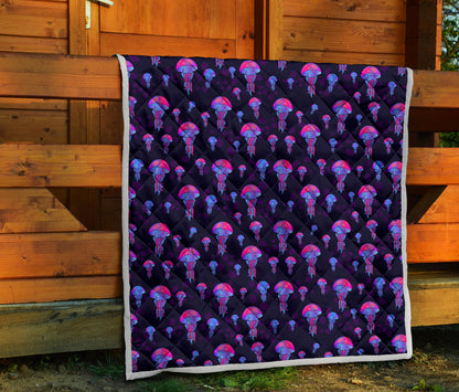 Jellyfish Neon Print Quilt Bedspread