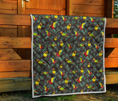 Parrot Themed Print Quilt Bedspread