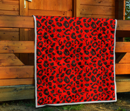 Leopard Red Skin Print Quilt Bedspread