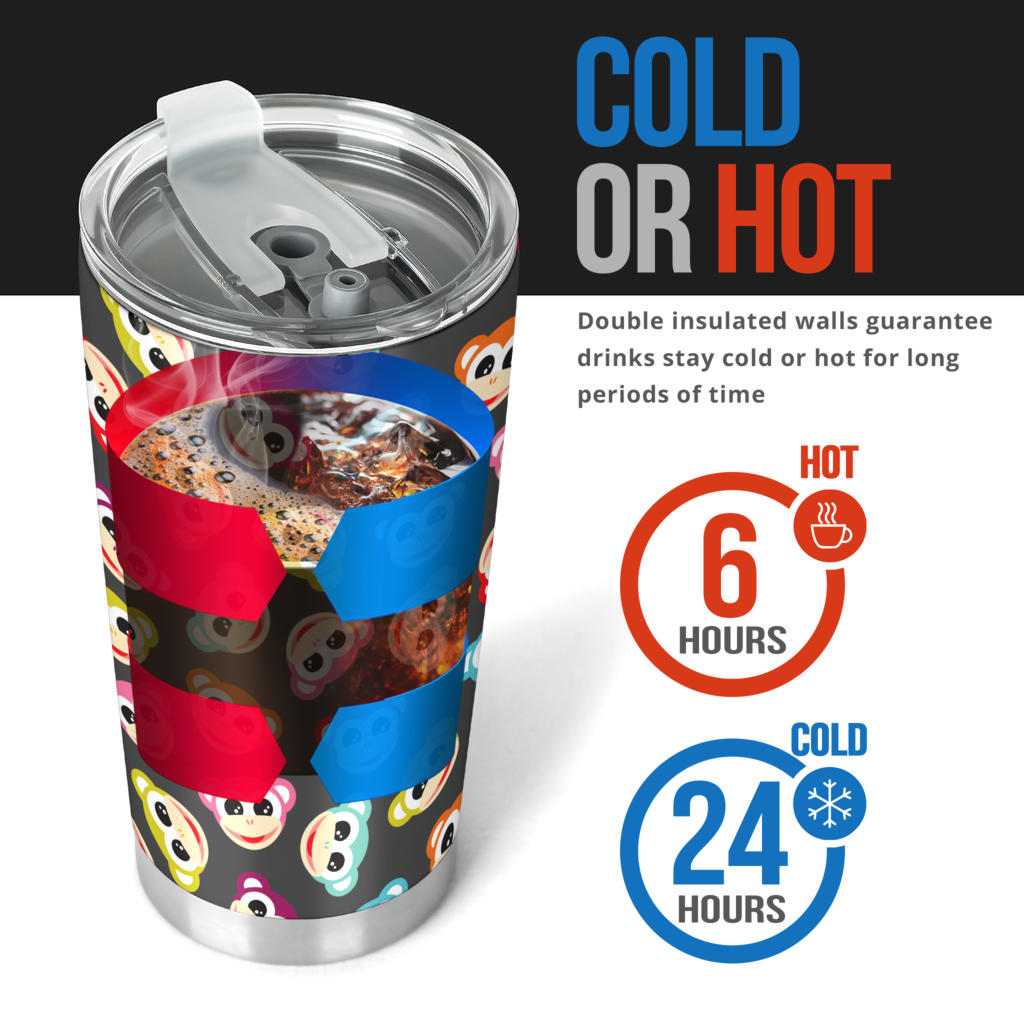 Monkey Head Design Themed Print Tumbler