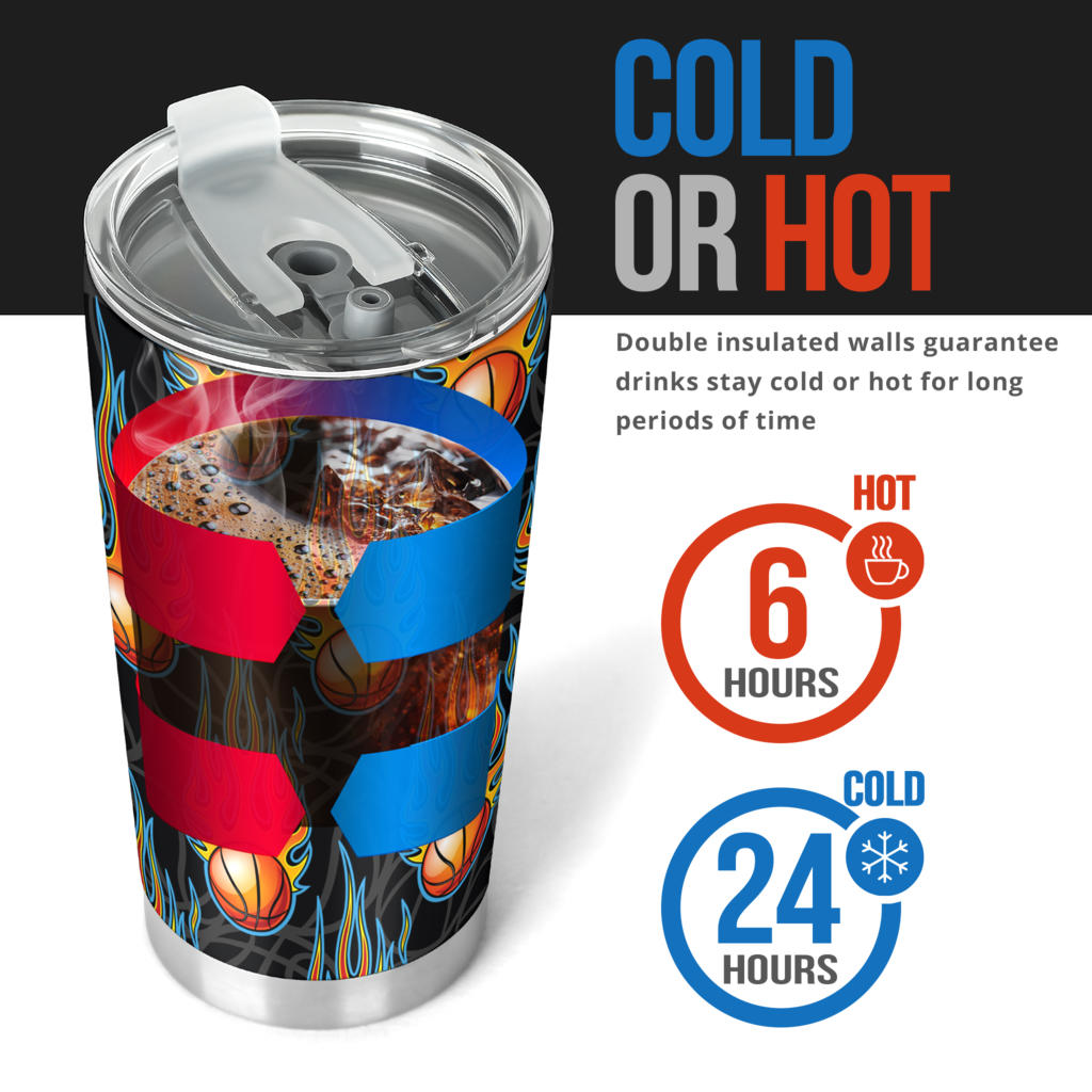 Basketball Fire Print Pattern Tumbler