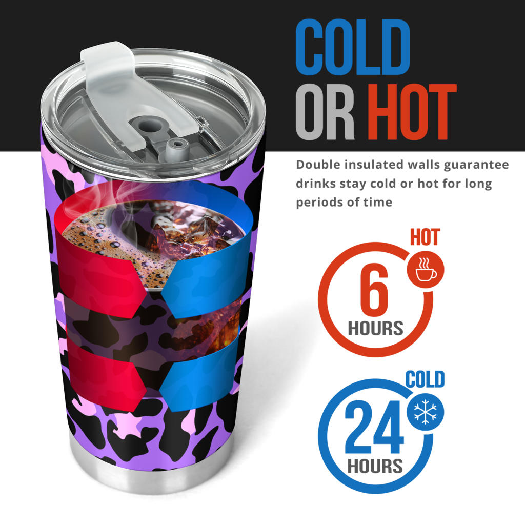 Cheetah Purple Neon Print Pattern Tumbler