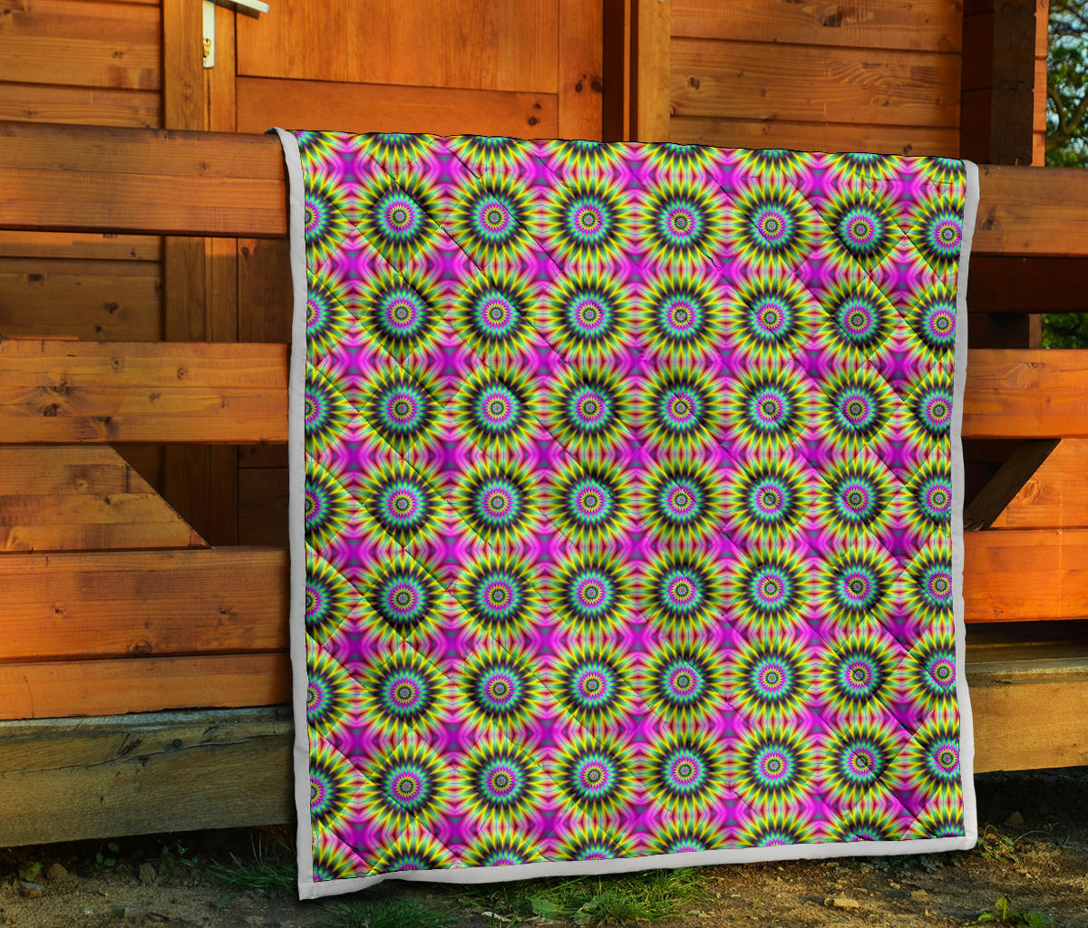 Optical illusion Flower Rainbow Style Quilt Bedspread