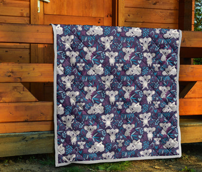 Koala Cute Themed Design Print Quilt Bedspread