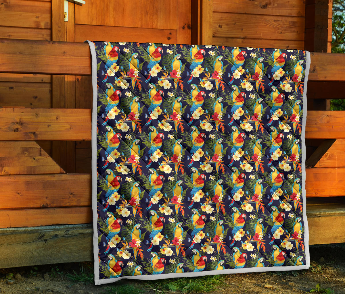 Parrot Themed Design Quilt Bedspread