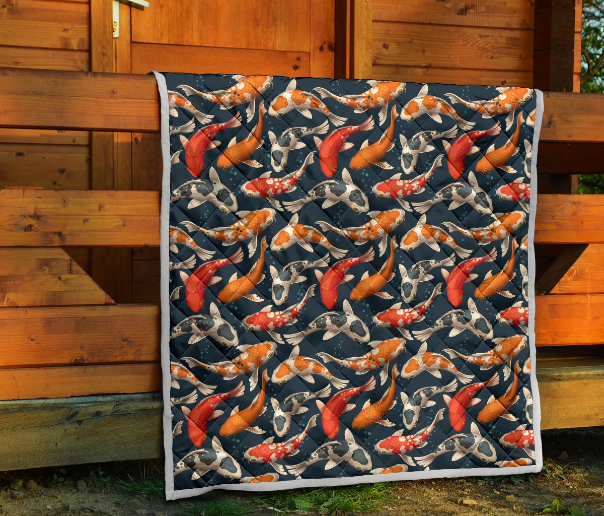 Koi Carp Cute Design Themed Print Quilt Bedspread