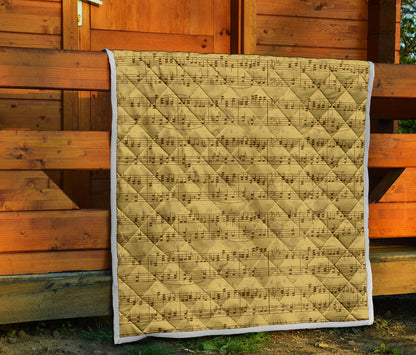 Music Note Vintage Themed Print Quilt Bedspread