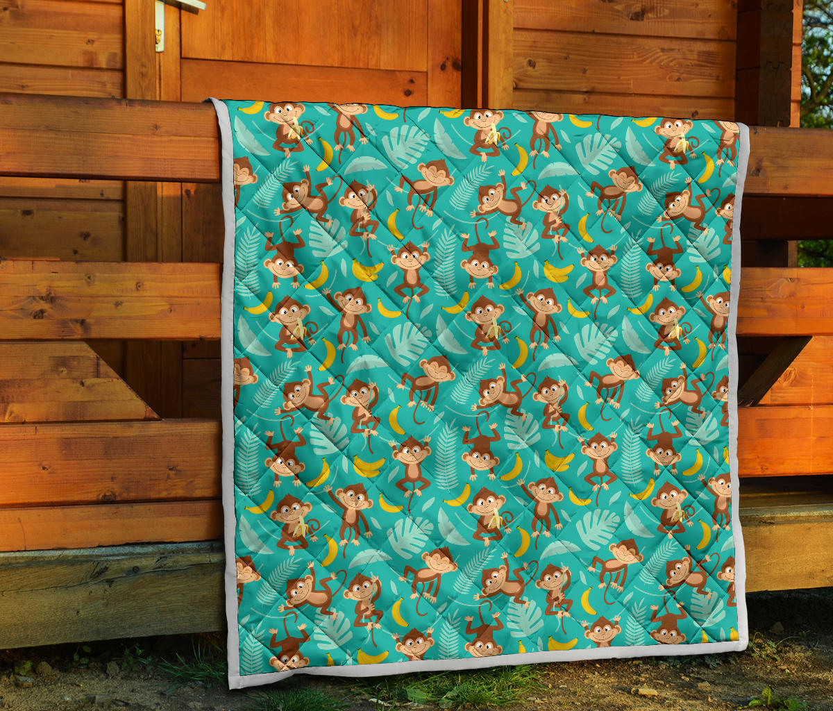 Monkey Happy Design Themed Print Quilt Bedspread
