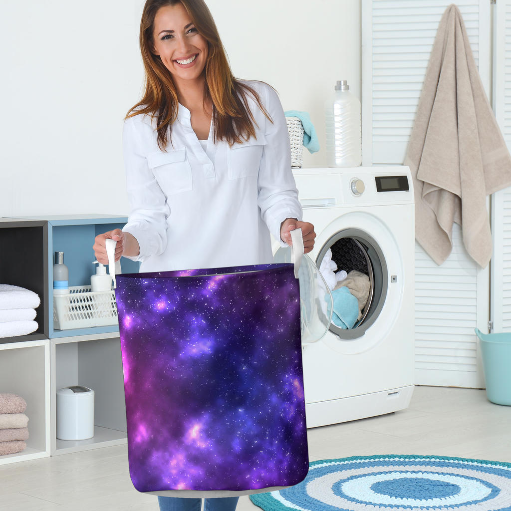 Celestial Purple Blue Galaxy Laundry Basket