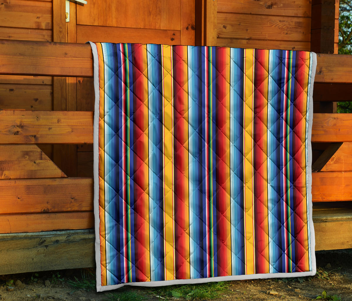 Mexican Blanket Stripe Print Pattern Quilt Bedspread