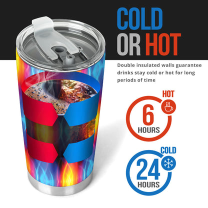 Flame Fire Blue Design Print Tumbler