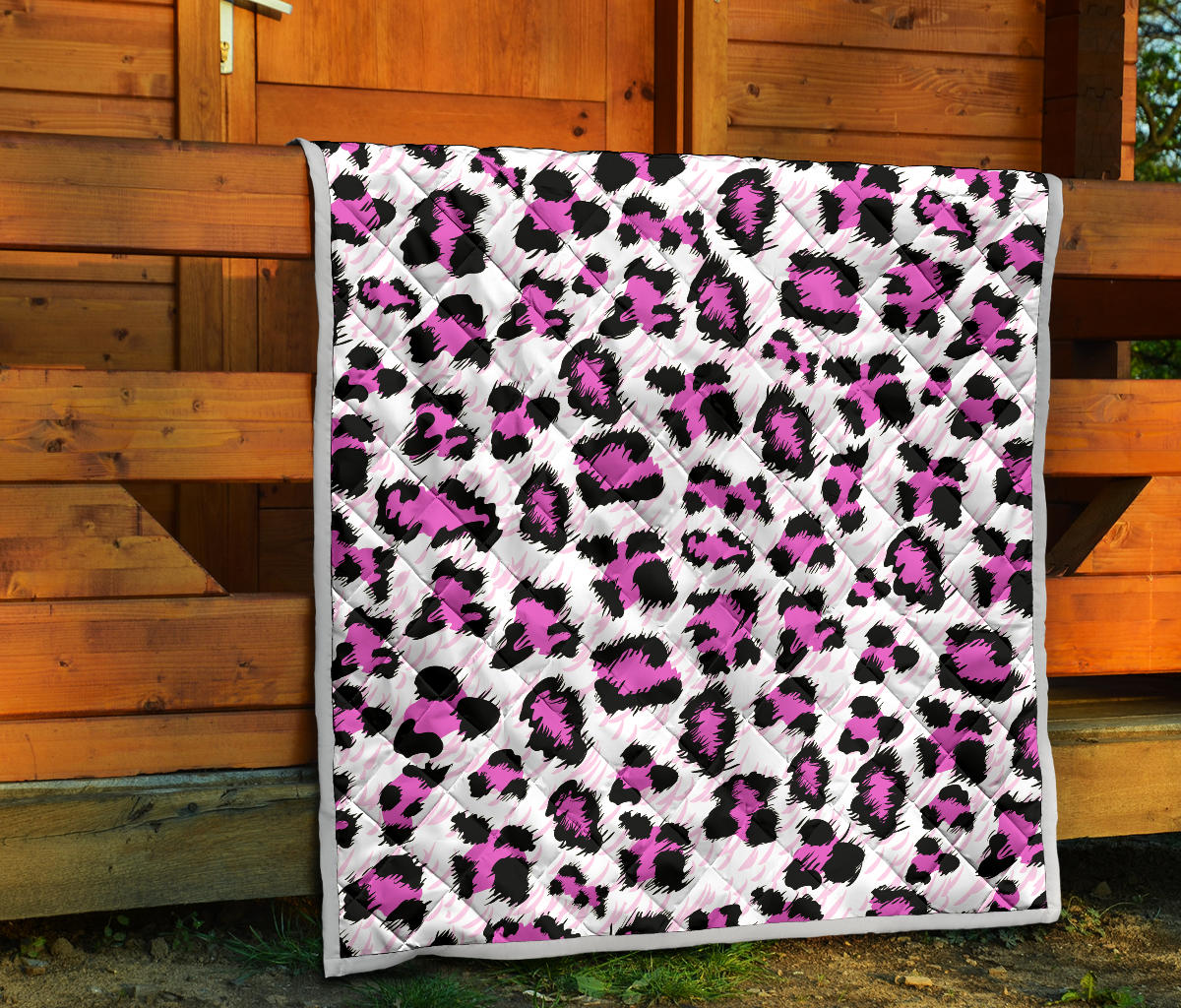 Leopard Pink Skin Print Quilt Bedspread
