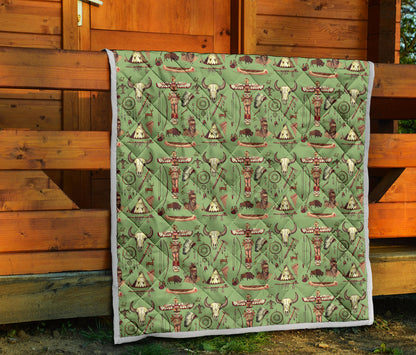 Native Indian Themed Design Print Quilt Bedspread