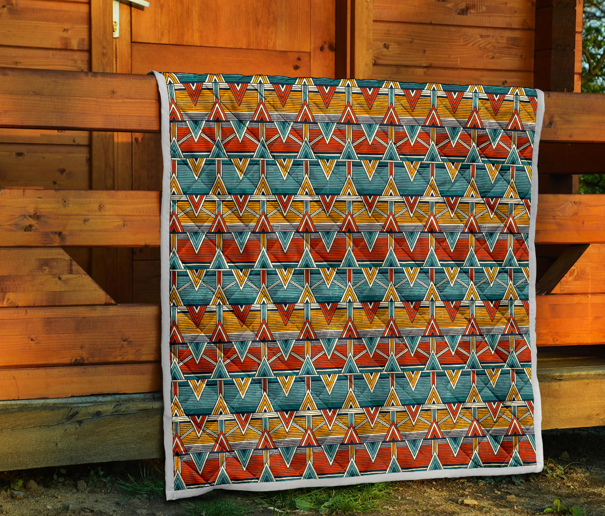 Kente Print African Design Themed Quilt Bedspread