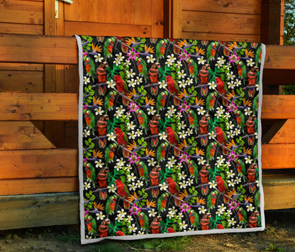 Parrot Design Print Quilt Bedspread