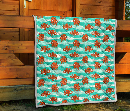 Octopus Cute Design Print Themed Quilt Bedspread