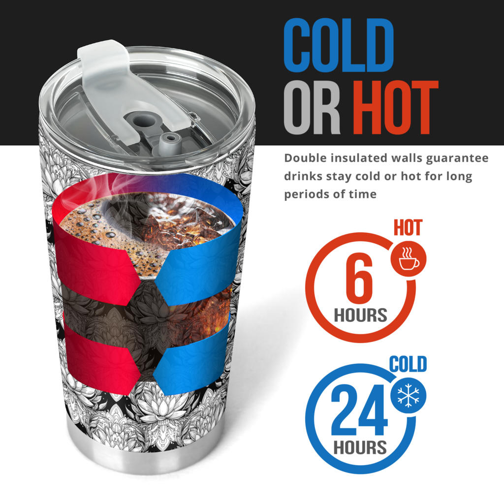 Lotus Mandala Print Pattern Tumbler