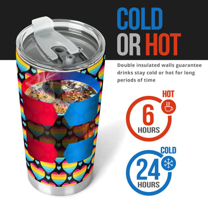 Rainbow Heart Print Pattern Tumbler