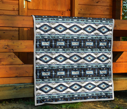 Navajo Dark Blue Print Pattern Quilt Bedspread