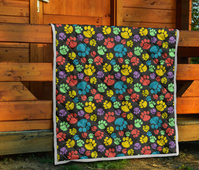 Paw Colorful Print Quilt Bedspread