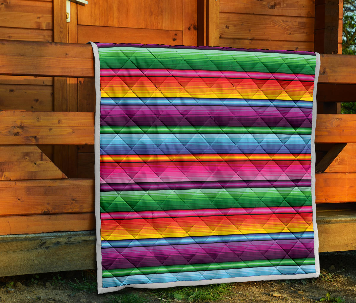 Mexican Blanket Colorful Print Pattern Quilt Bedspread