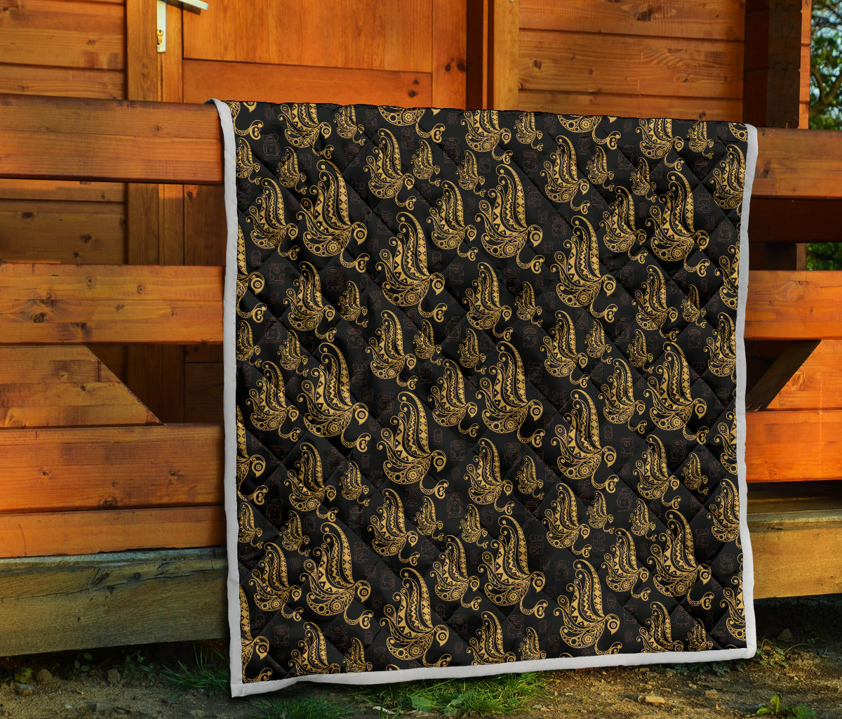 Owl Tribal Polynesian Design Print Quilt Bedspread