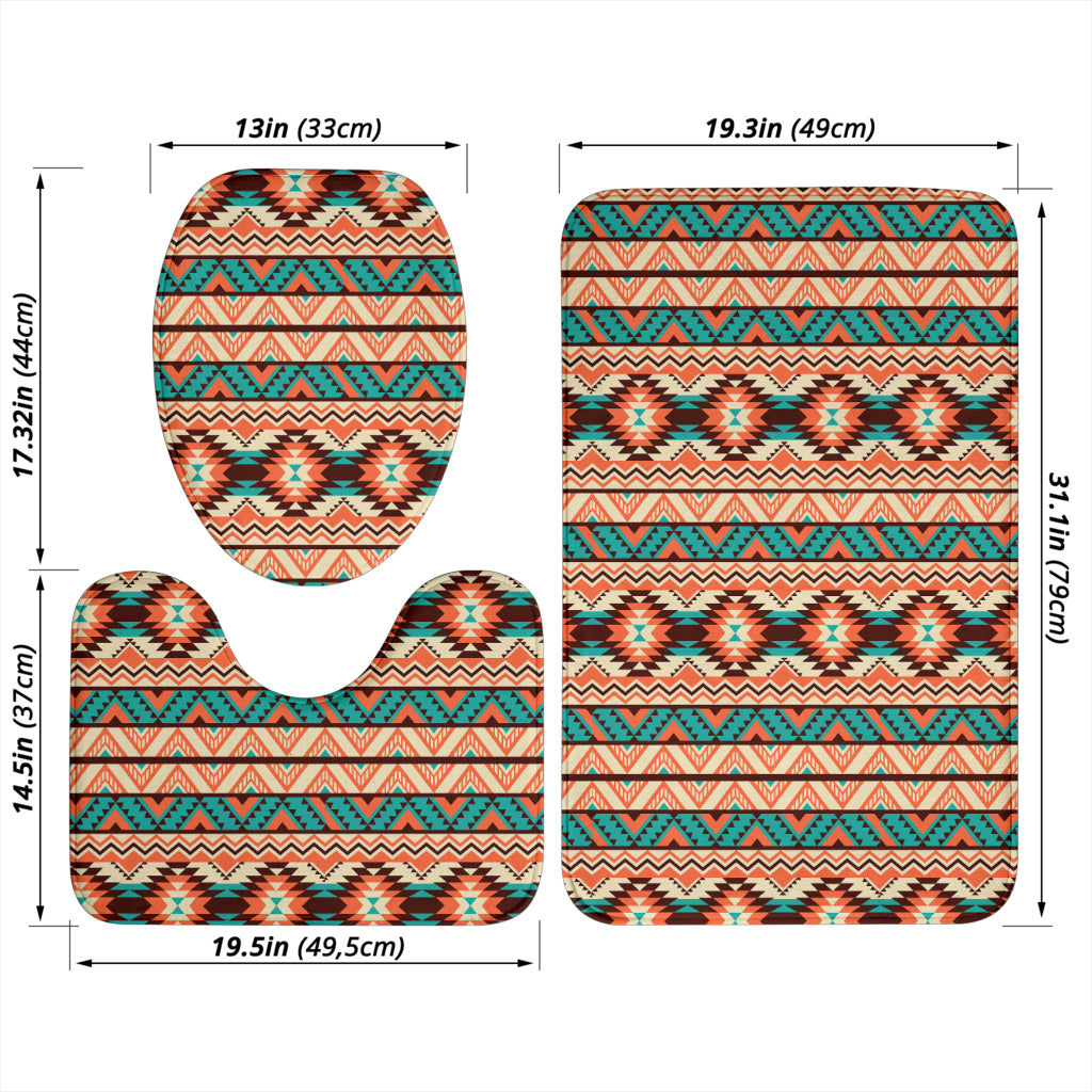 Navajo Western Style Print Pattern Bathroom Mat Set