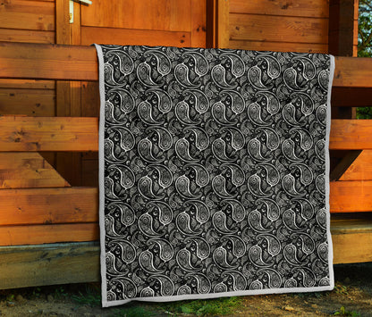 Paisley Black Design Print Quilt Bedspread