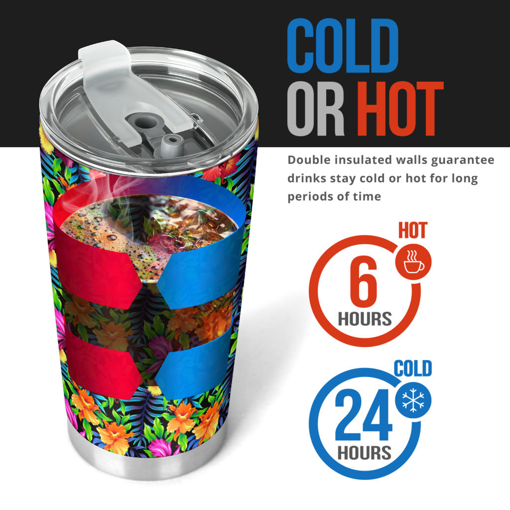 Tropical Folower Colorful Print Tumbler