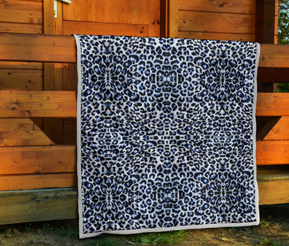 Leopard Blue Skin Print Quilt Bedspread