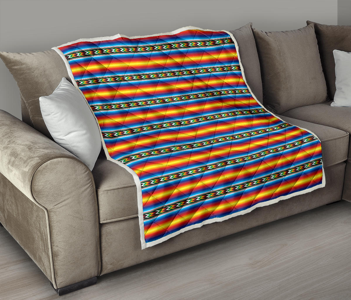 Mexican Blanket ZigZag Print Pattern Quilt Bedspread