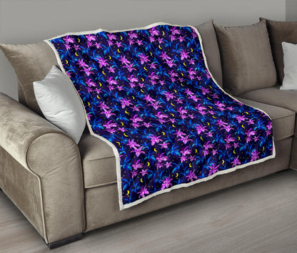 Palm Tree Night Scene Design Print Quilt Bedspread
