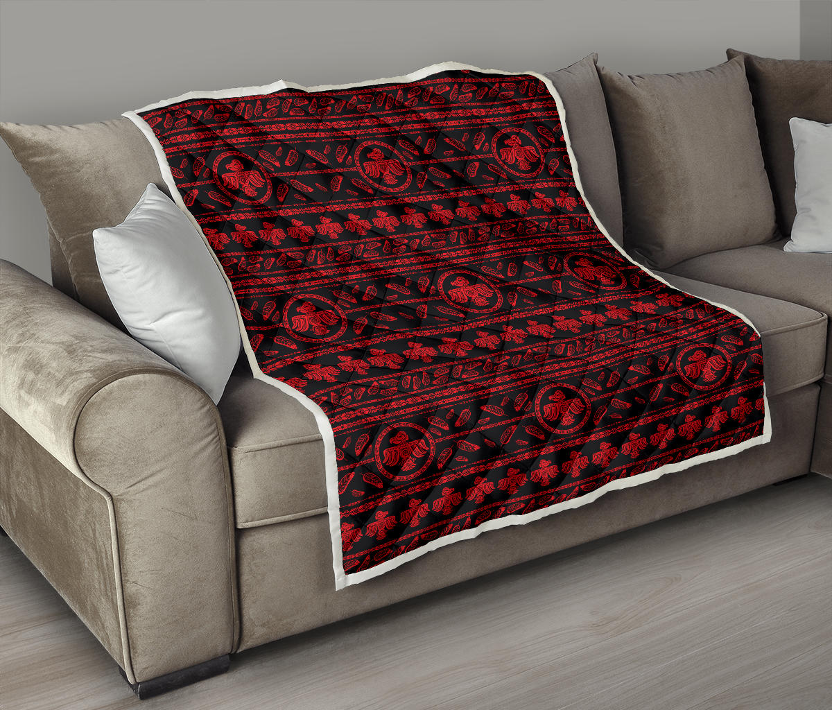 Native American Eagle Themed Print Quilt Bedspread