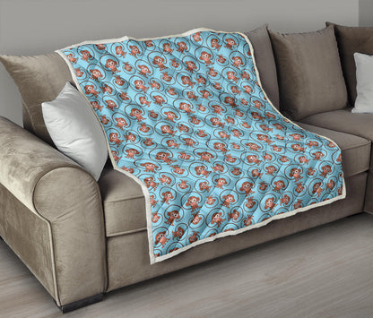 Monkey Cute Design Themed Print Quilt Bedspread