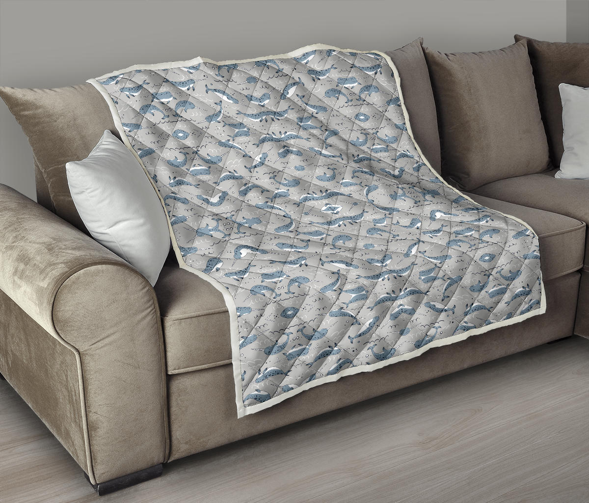 Narwhal Pattern Print Quilt Bedspread