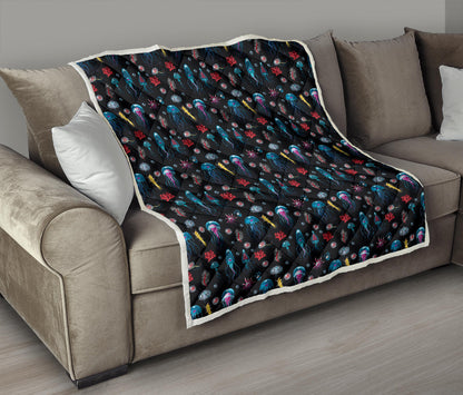 Jellyfish Underwater Print Quilt Bedspread