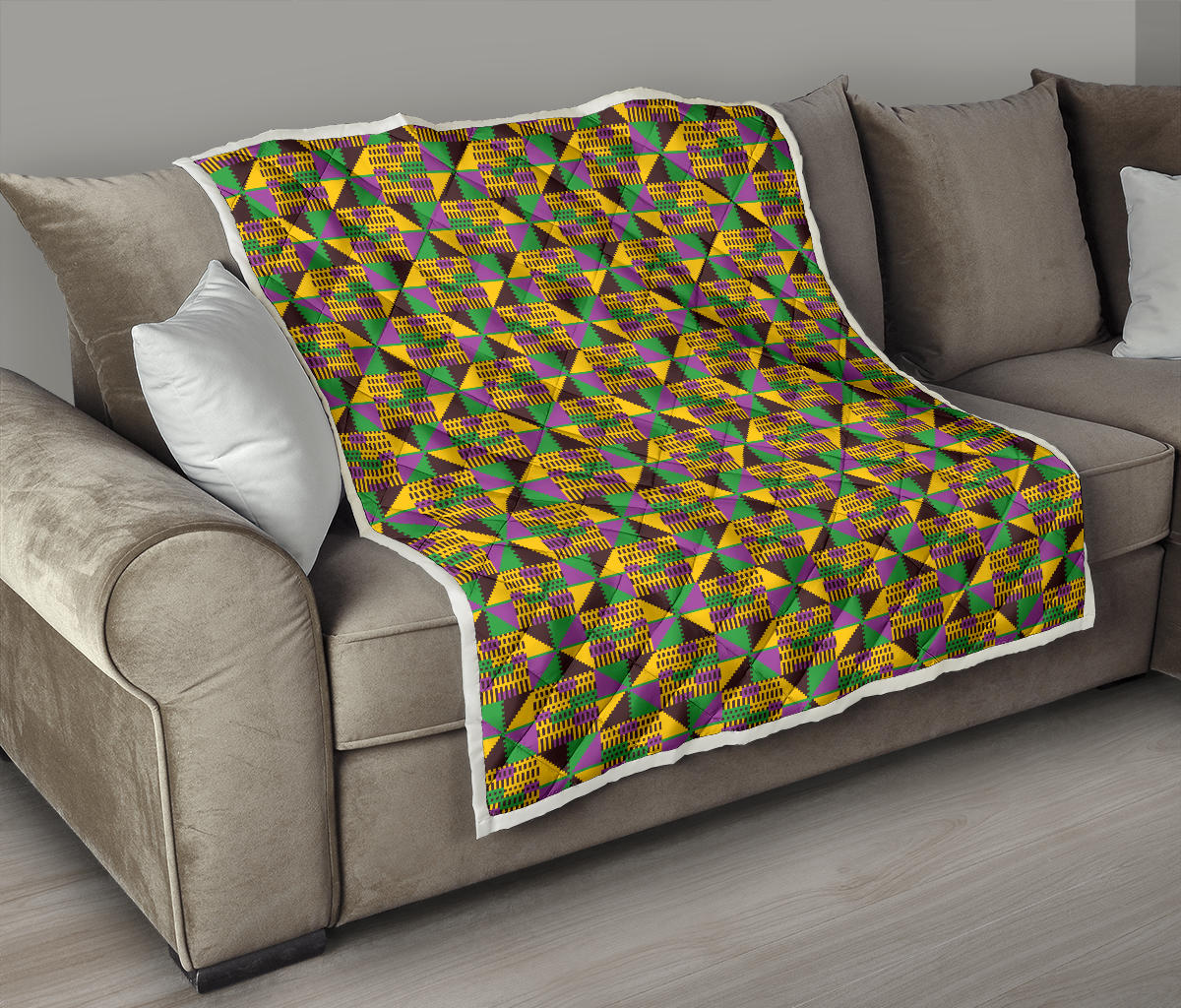 Kente Triangle Design African Print Quilt Bedspread