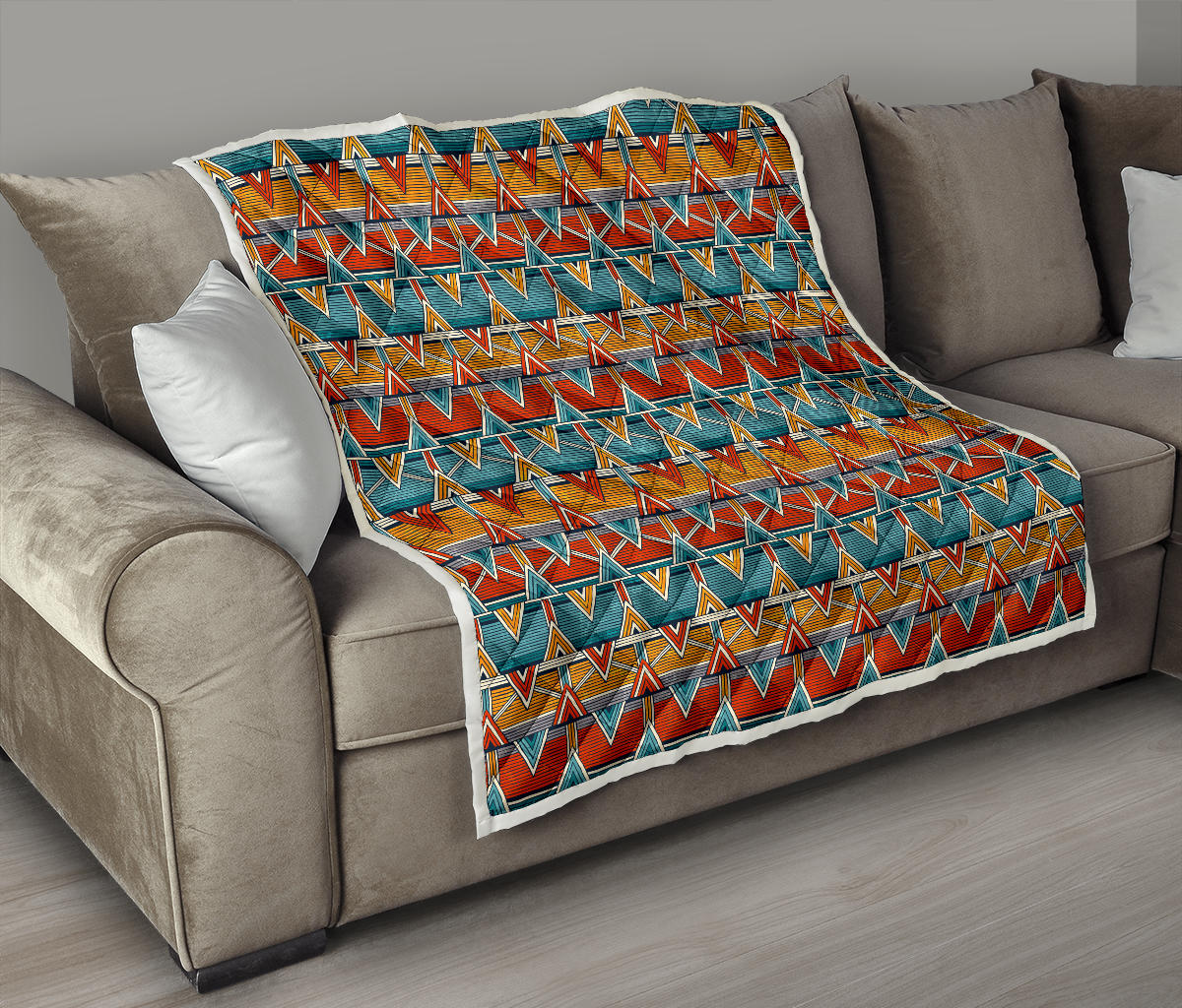 Kente Print African Design Themed Quilt Bedspread