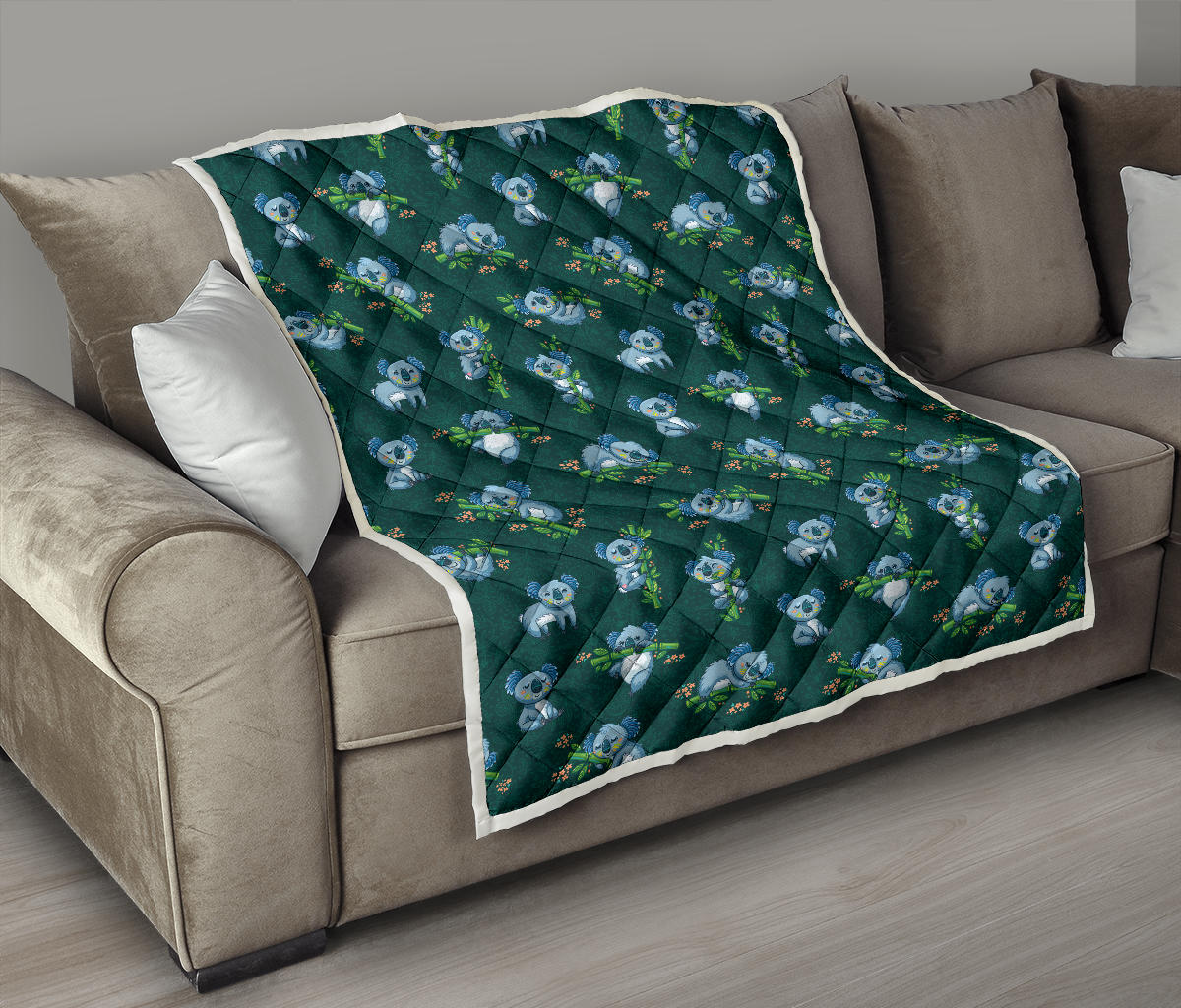 Koala Blue Design Print Quilt Bedspread