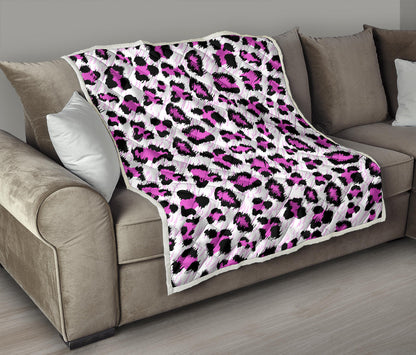 Leopard Pink Skin Print Quilt Bedspread