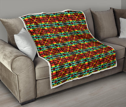 Kente Red Design African Print Quilt Bedspread