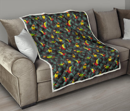 Parrot Themed Print Quilt Bedspread