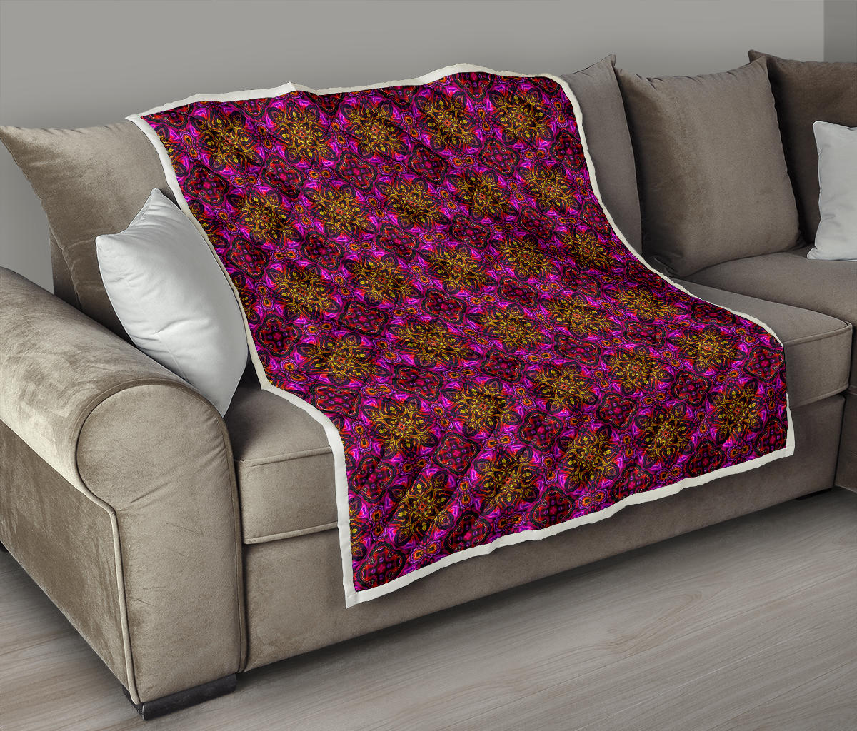 kaleidoscope Abstract Print Design Quilt Bedspread