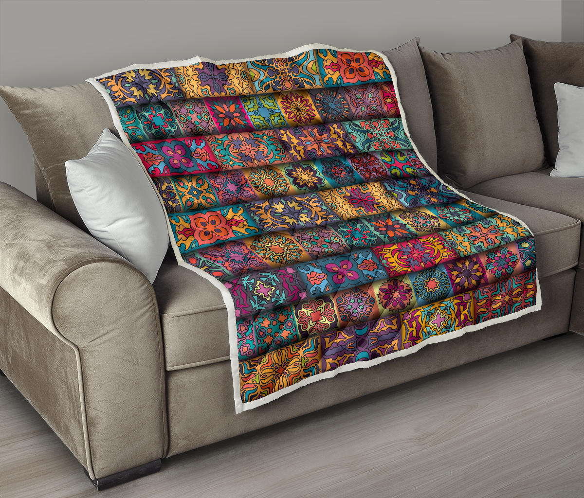 Mandala Style Design Print Quilt Bedspread