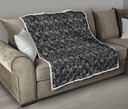 Paisley Black Design Print Quilt Bedspread