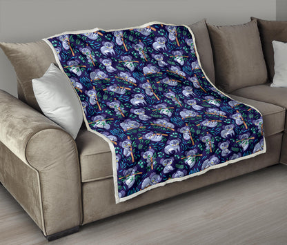 Koala Themed Design Print Quilt Bedspread