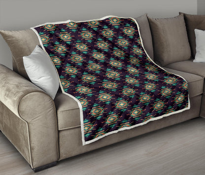 Navajo Geometric Style Print Pattern Quilt Bedspread