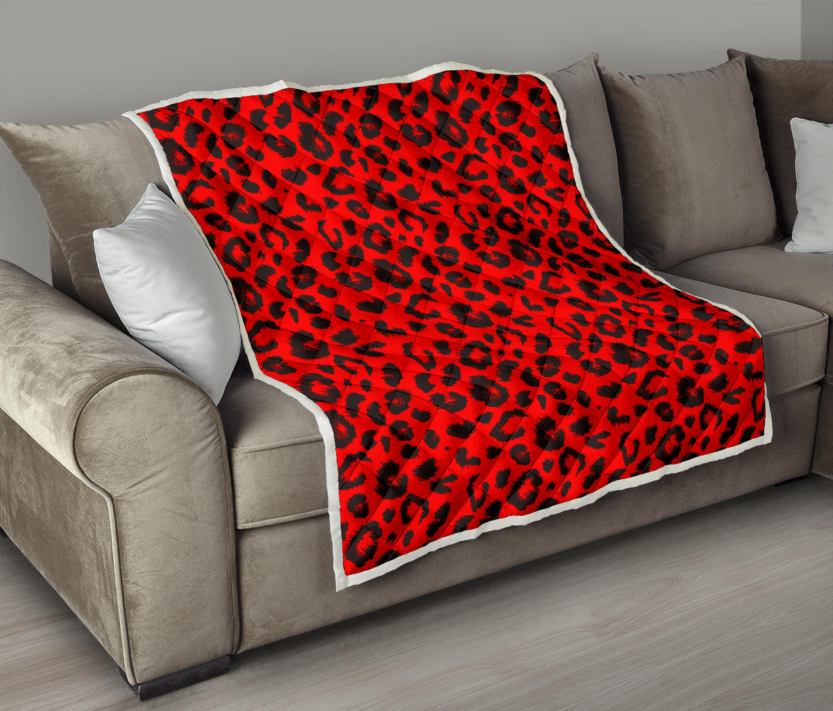 Leopard Red Skin Print Quilt Bedspread
